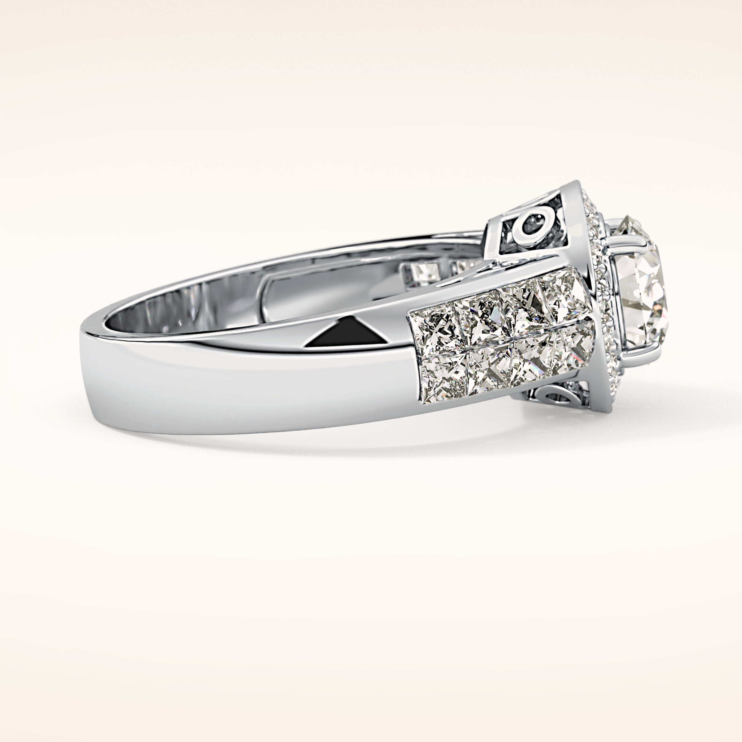 1.51 CT Round Shaped Halo & Double Pave Moissanite Engagement Ring
