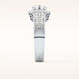1.51 CT Round Shaped Halo & Double Pave Moissanite Engagement Ring