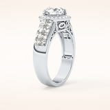 1.51 CT Round Shaped Halo & Double Pave Moissanite Engagement Ring