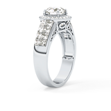 Round Halo & Double Pave Lab Grown Diamond Engagement Ring