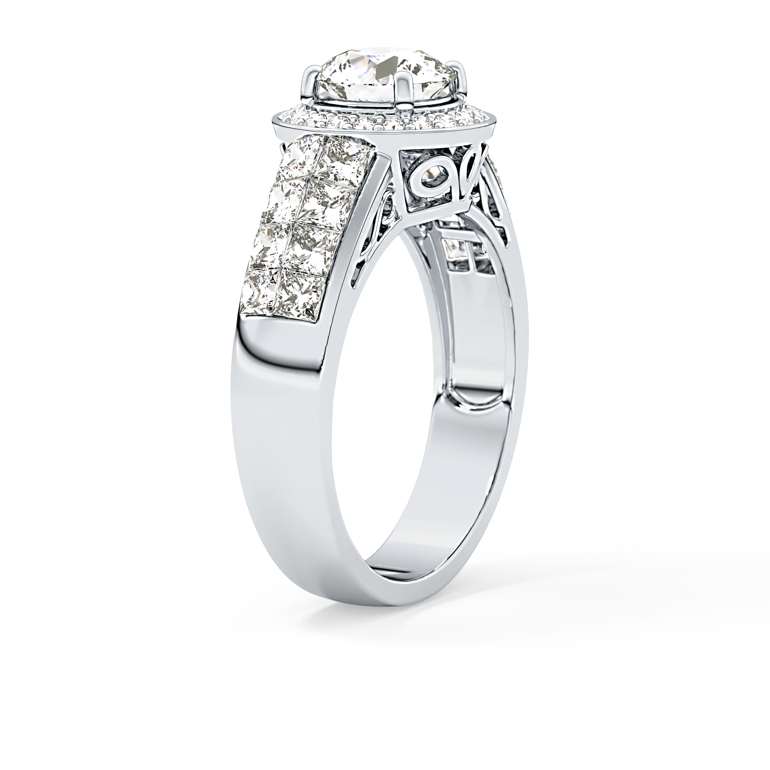 Round Halo & Double Pave Lab Grown Diamond Engagement Ring