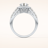 1.51 CT Round Shaped Halo & Double Pave Moissanite Engagement Ring