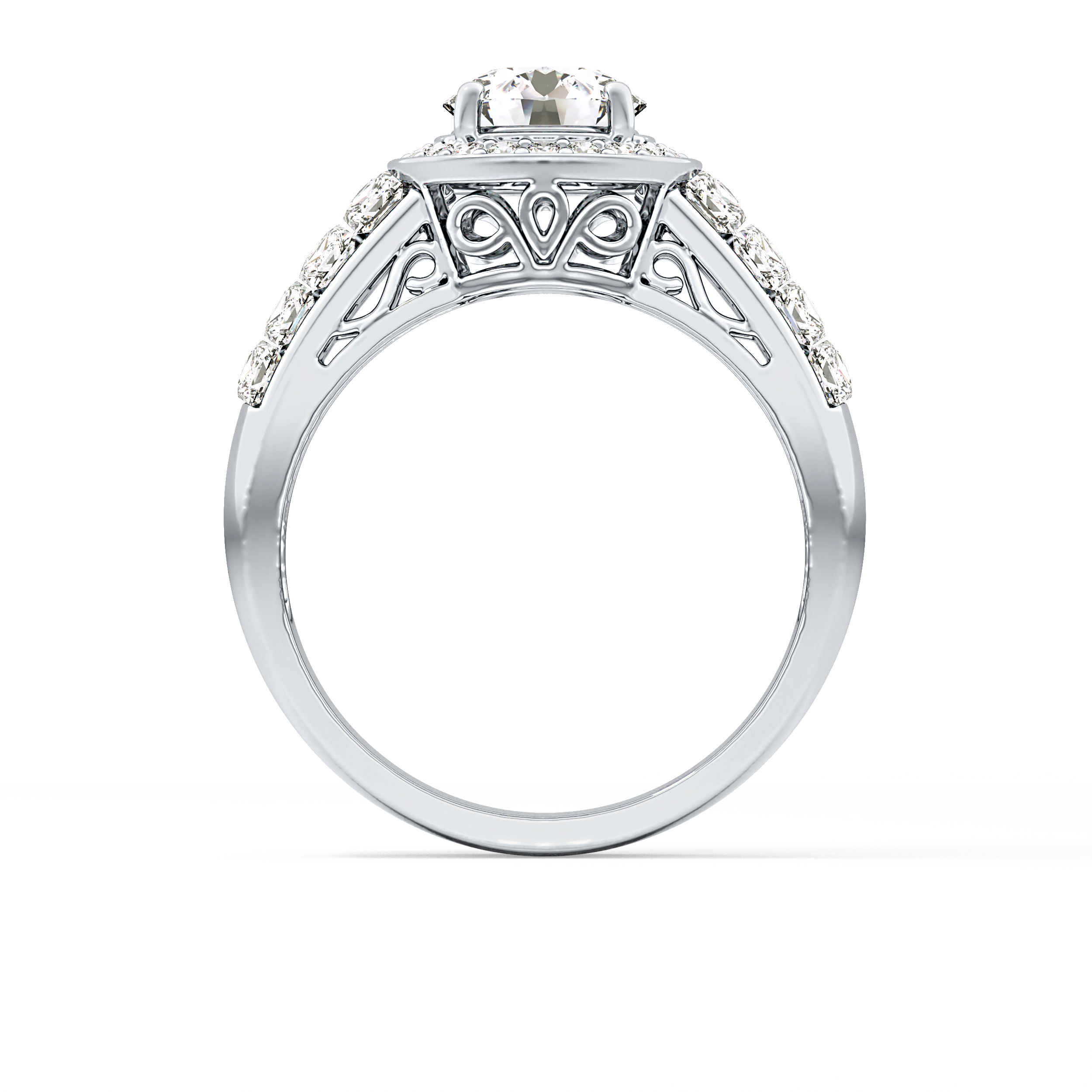 Round Halo & Double Pave Lab Grown Diamond Engagement Ring