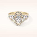 0.45 CT Marquise Shaped Double Halo & Pave Moissanite Engagement Ring