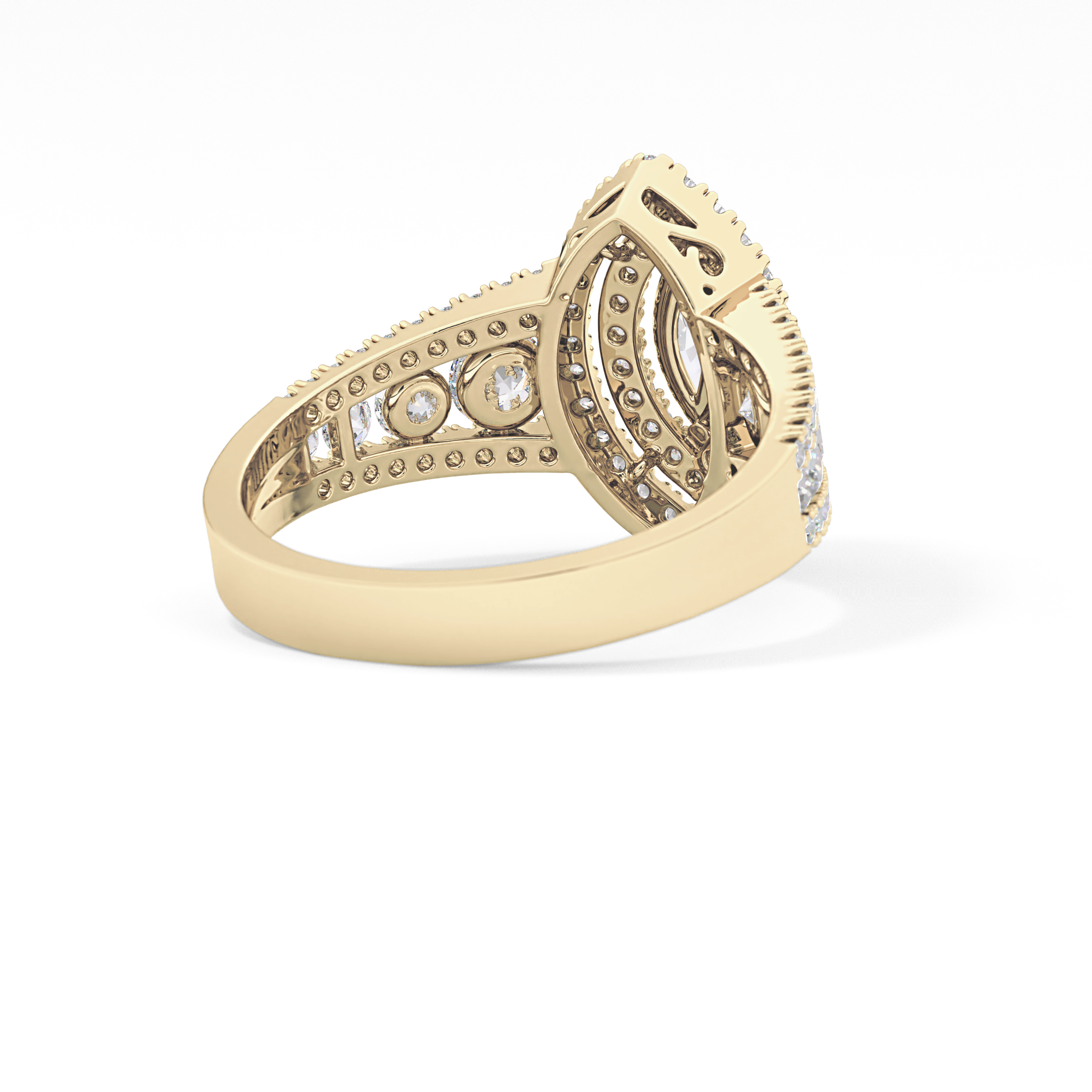 Marquise Double Halo & Pave Lab Grown Diamond Engagement Ring