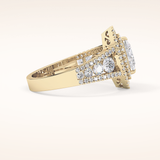 0.45 CT Marquise Shaped Double Halo & Pave Moissanite Engagement Ring