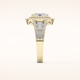 0.45 CT Marquise Shaped Double Halo & Pave Moissanite Engagement Ring