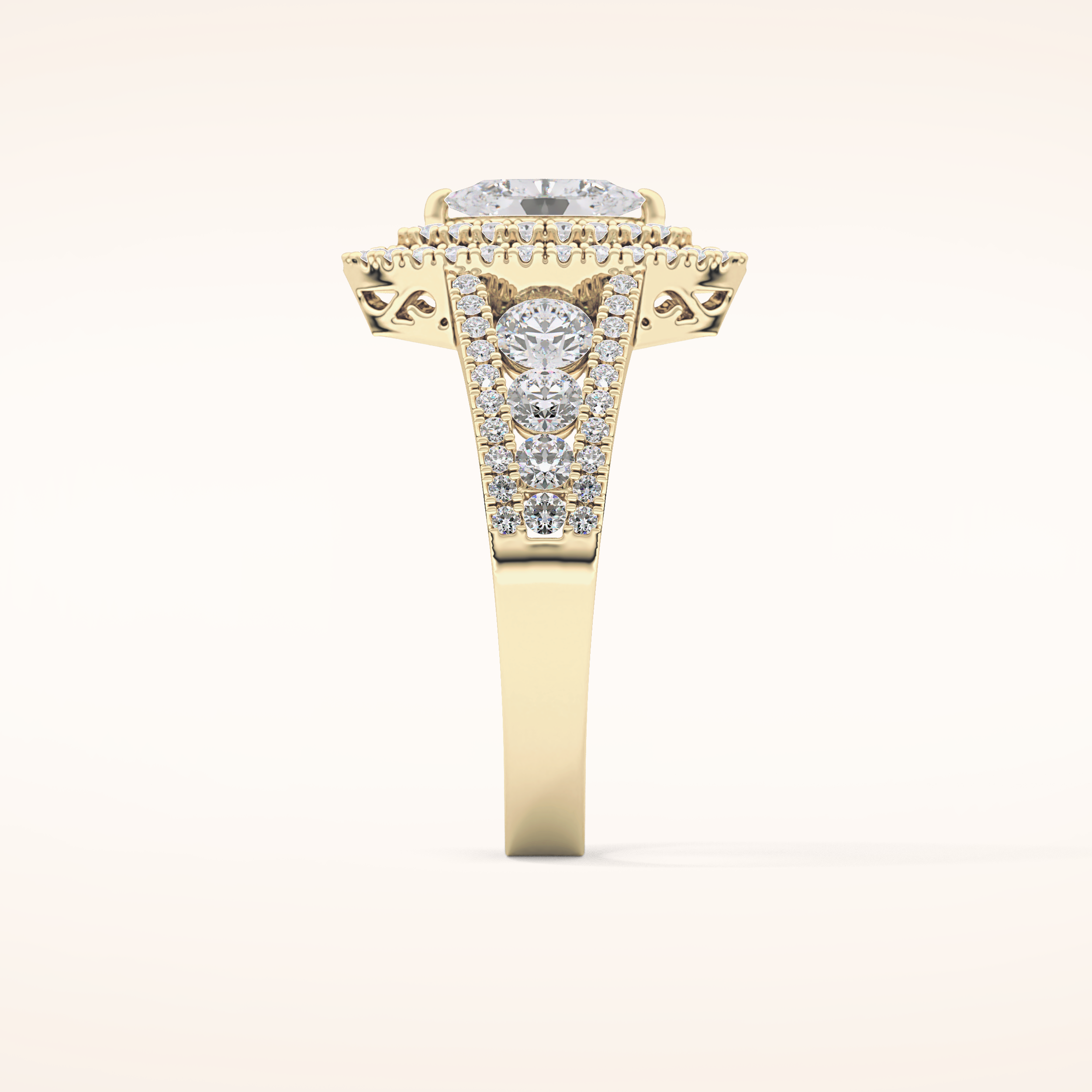 0.45 CT Marquise Shaped Double Halo & Pave Moissanite Engagement Ring