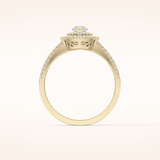 0.45 CT Marquise Shaped Double Halo & Pave Moissanite Engagement Ring