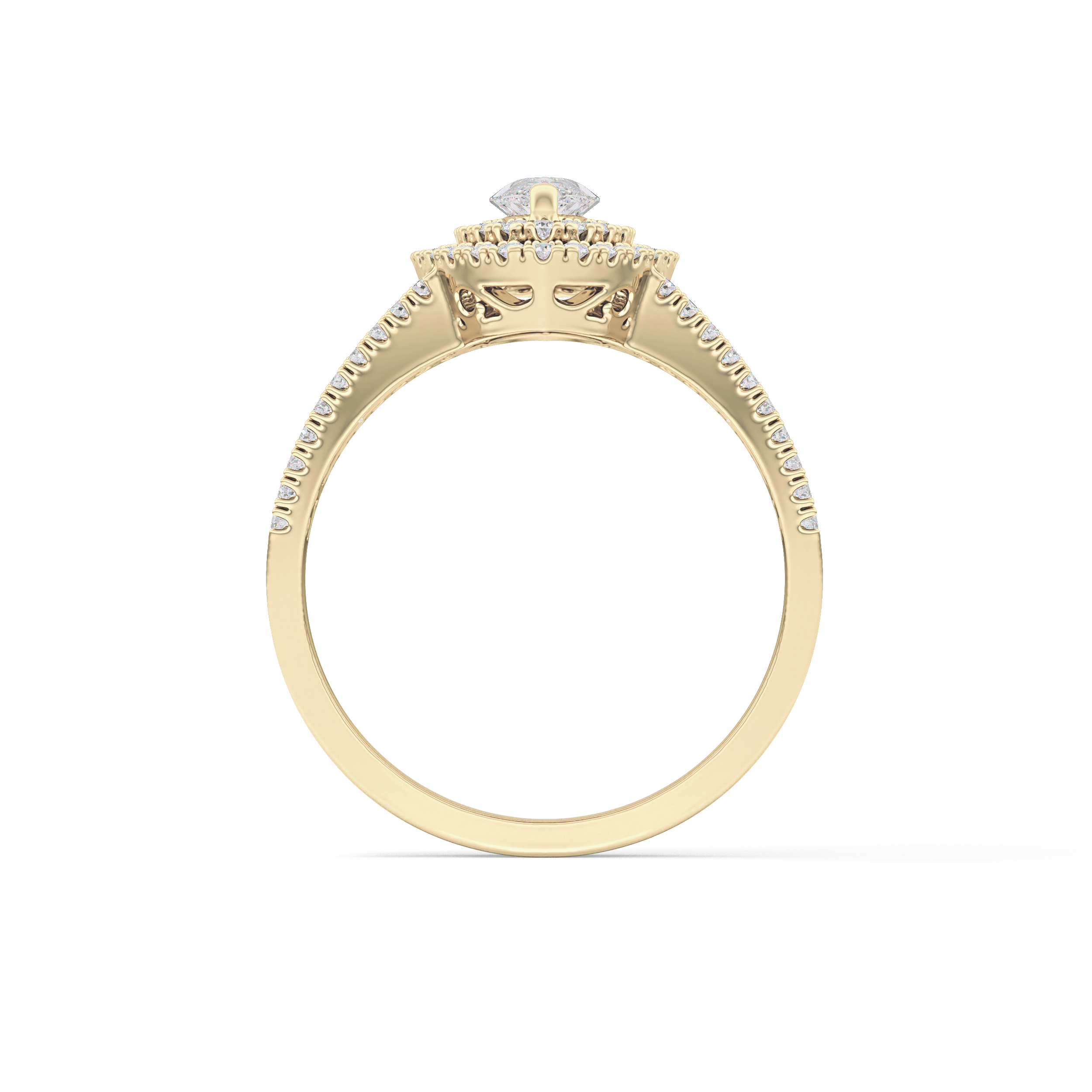 Marquise Double Halo & Pave Lab Grown Diamond Engagement Ring