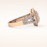 0.45 CT Marquise Shaped Double Halo & Pave Moissanite Engagement Ring