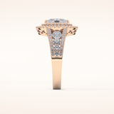 0.45 CT Marquise Shaped Double Halo & Pave Moissanite Engagement Ring