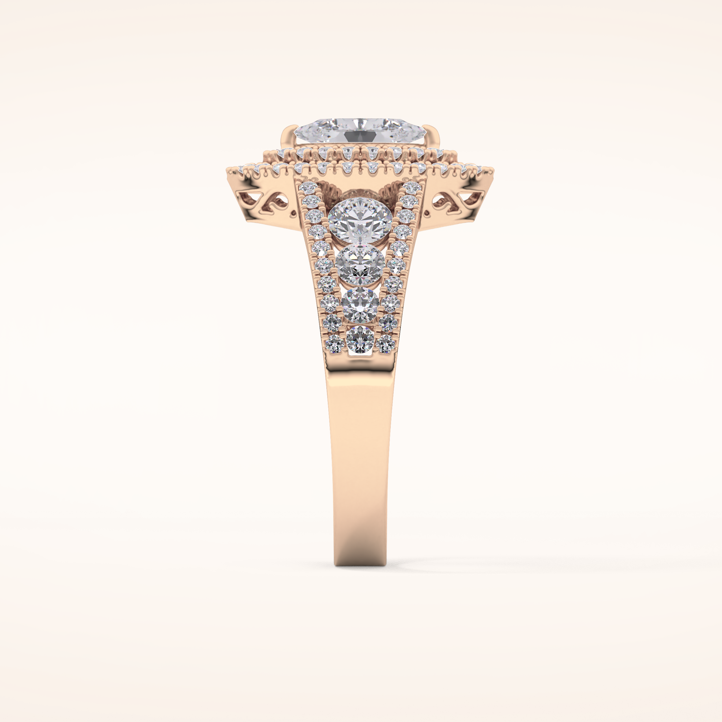 0.45 CT Marquise Shaped Double Halo & Pave Moissanite Engagement Ring