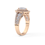 Marquise Double Halo & Pave Lab Grown Diamond Engagement Ring