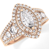 Marquise Double Halo & Pave Lab Grown Diamond Engagement Ring