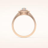 0.45 CT Marquise Shaped Double Halo & Pave Moissanite Engagement Ring