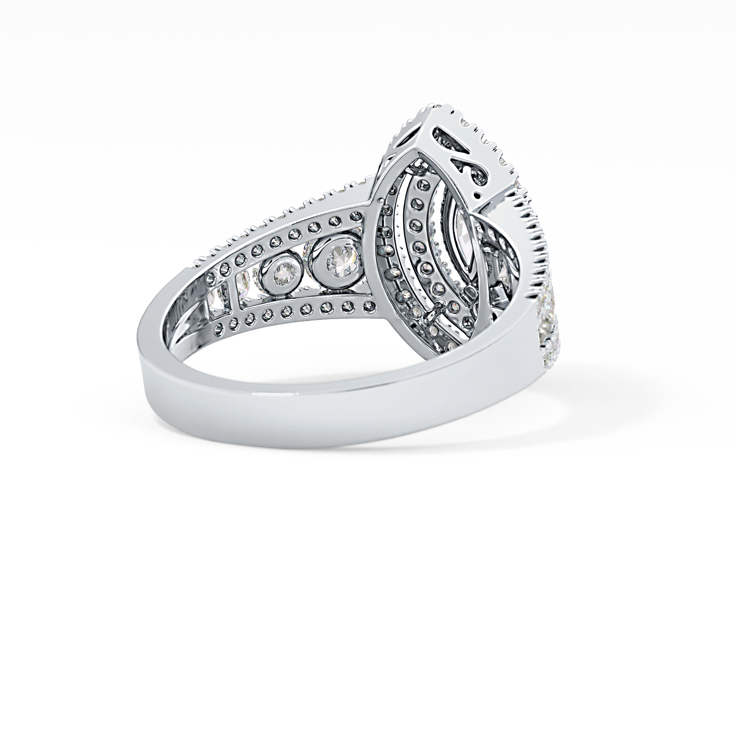 Marquise Double Halo & Pave Lab Grown Diamond Engagement Ring