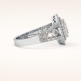 0.45 CT Marquise Shaped Double Halo & Pave Moissanite Engagement Ring