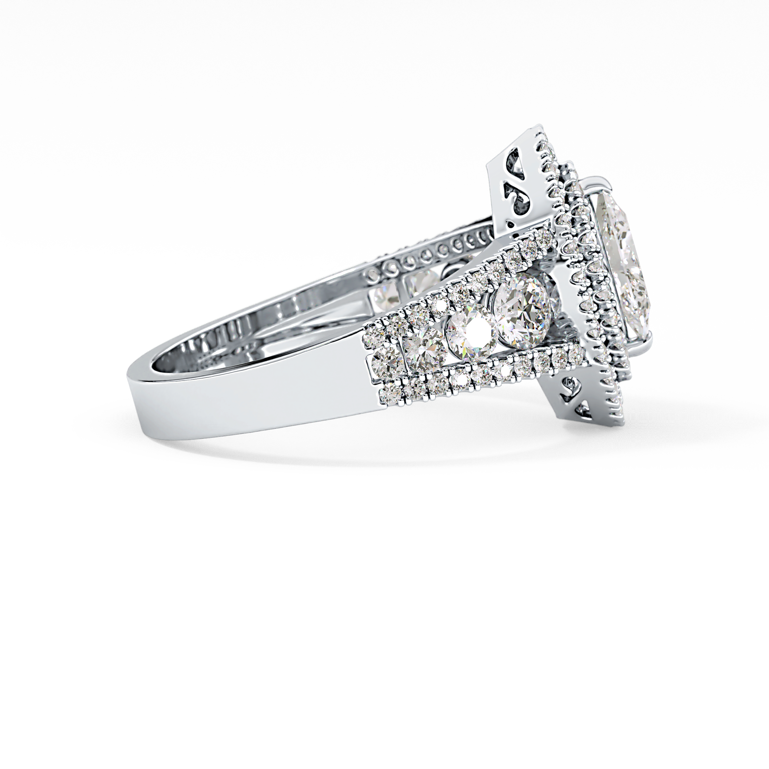 Marquise Double Halo & Pave Lab Grown Diamond Engagement Ring