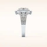 0.45 CT Marquise Shaped Double Halo & Pave Moissanite Engagement Ring