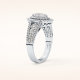 0.45 CT Marquise Shaped Double Halo & Pave Moissanite Engagement Ring