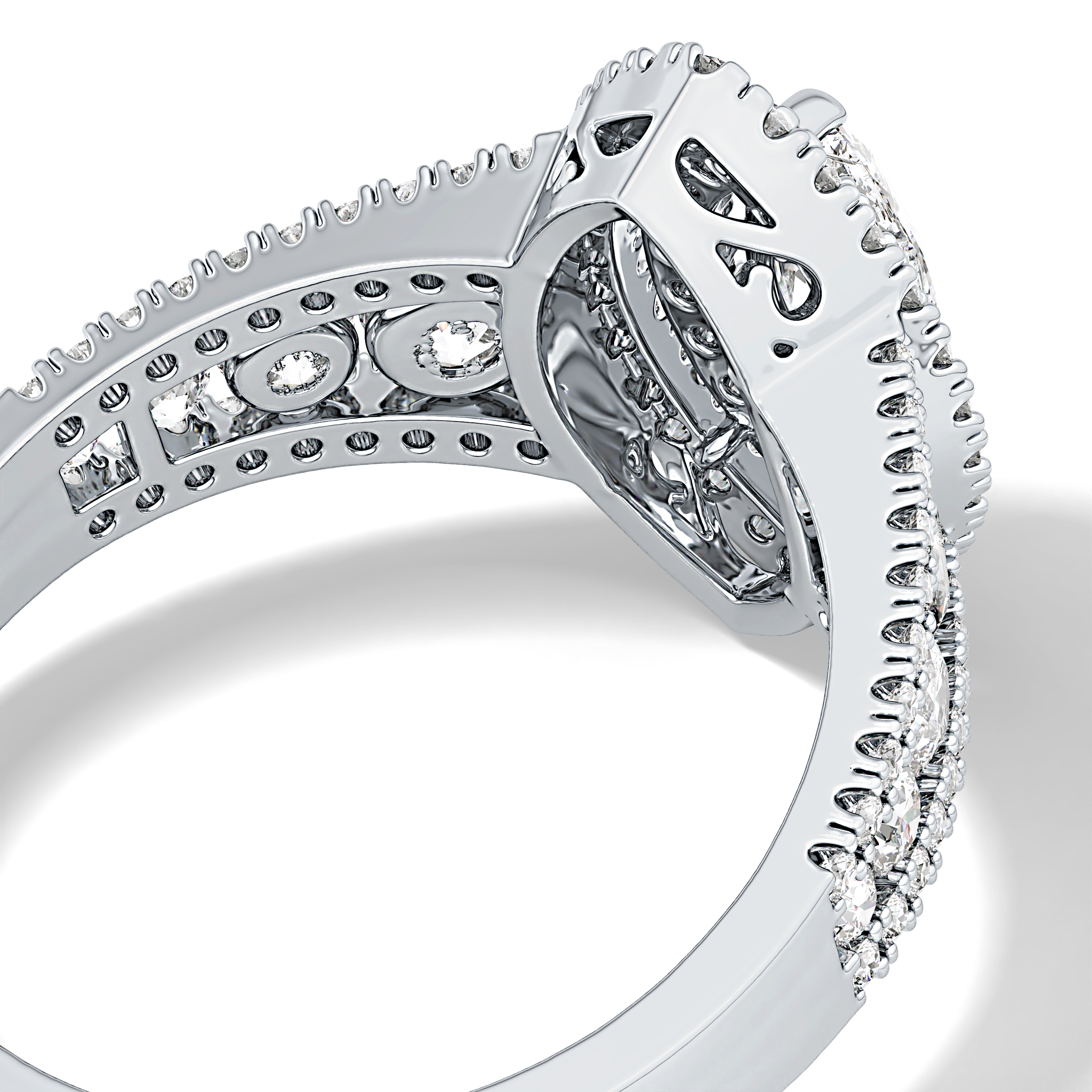 Marquise Double Halo & Pave Lab Grown Diamond Engagement Ring