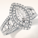 0.45 CT Marquise Shaped Double Halo & Pave Moissanite Engagement Ring