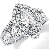 Marquise Double Halo & Pave Lab Grown Diamond Engagement Ring