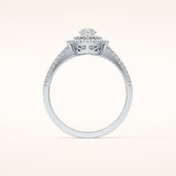 0.45 CT Marquise Shaped Double Halo & Pave Moissanite Engagement Ring