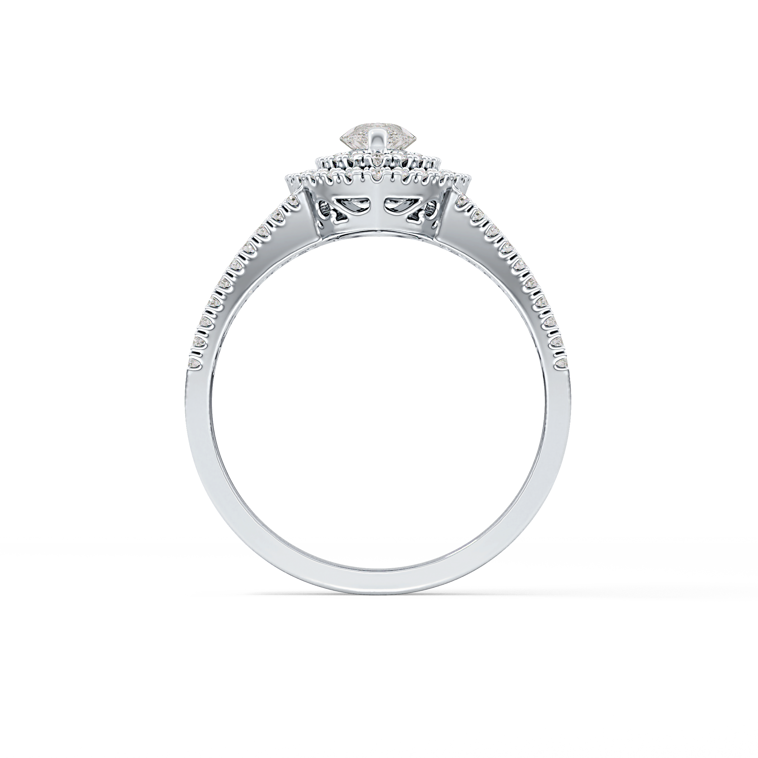 Marquise Double Halo & Pave Lab Grown Diamond Engagement Ring