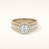 0.79 CT Round Shaped Halo & Triple Pave Moissanite Engagement Ring