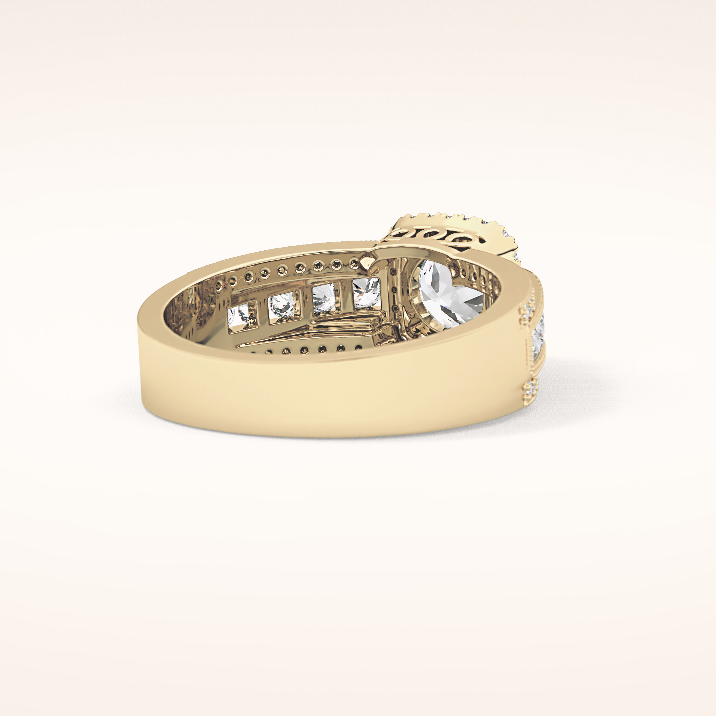 0.79 CT Round Shaped Halo & Triple Pave Moissanite Engagement Ring