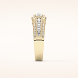 0.79 CT Round Shaped Halo & Triple Pave Moissanite Engagement Ring