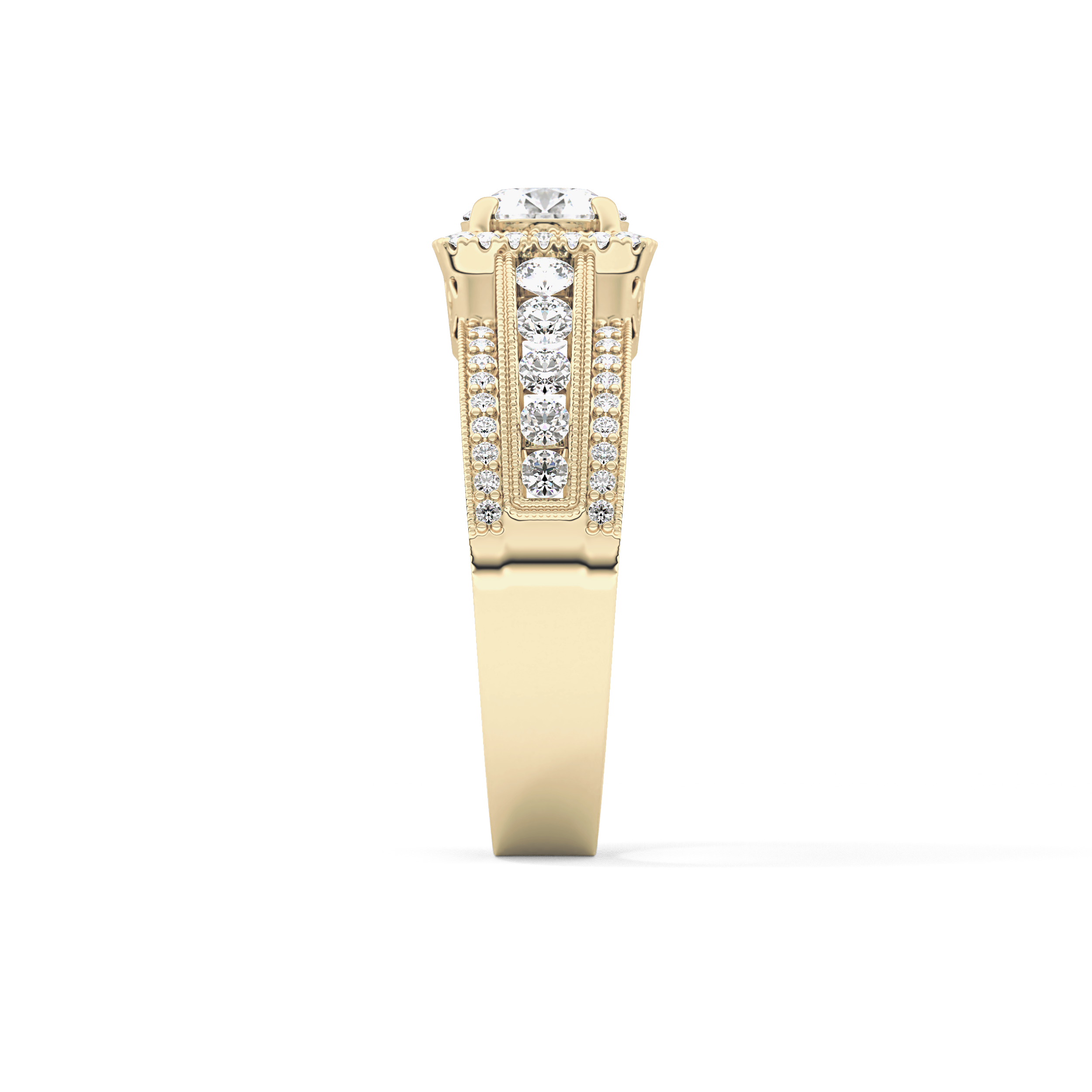 Round Halo & Triple Pave Lab Grown Diamond Engagement Ring