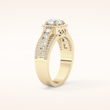 0.79 CT Round Shaped Halo & Triple Pave Moissanite Engagement Ring