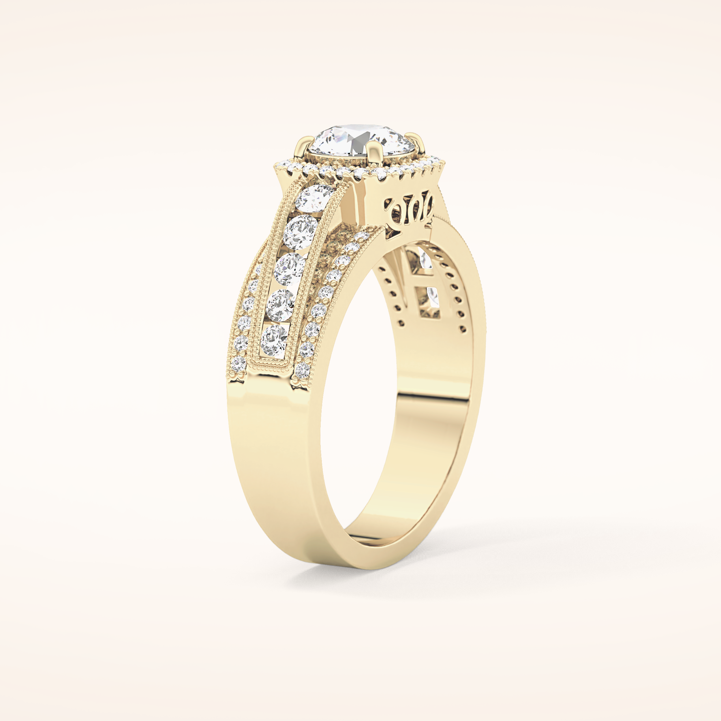 0.79 CT Round Shaped Halo & Triple Pave Moissanite Engagement Ring