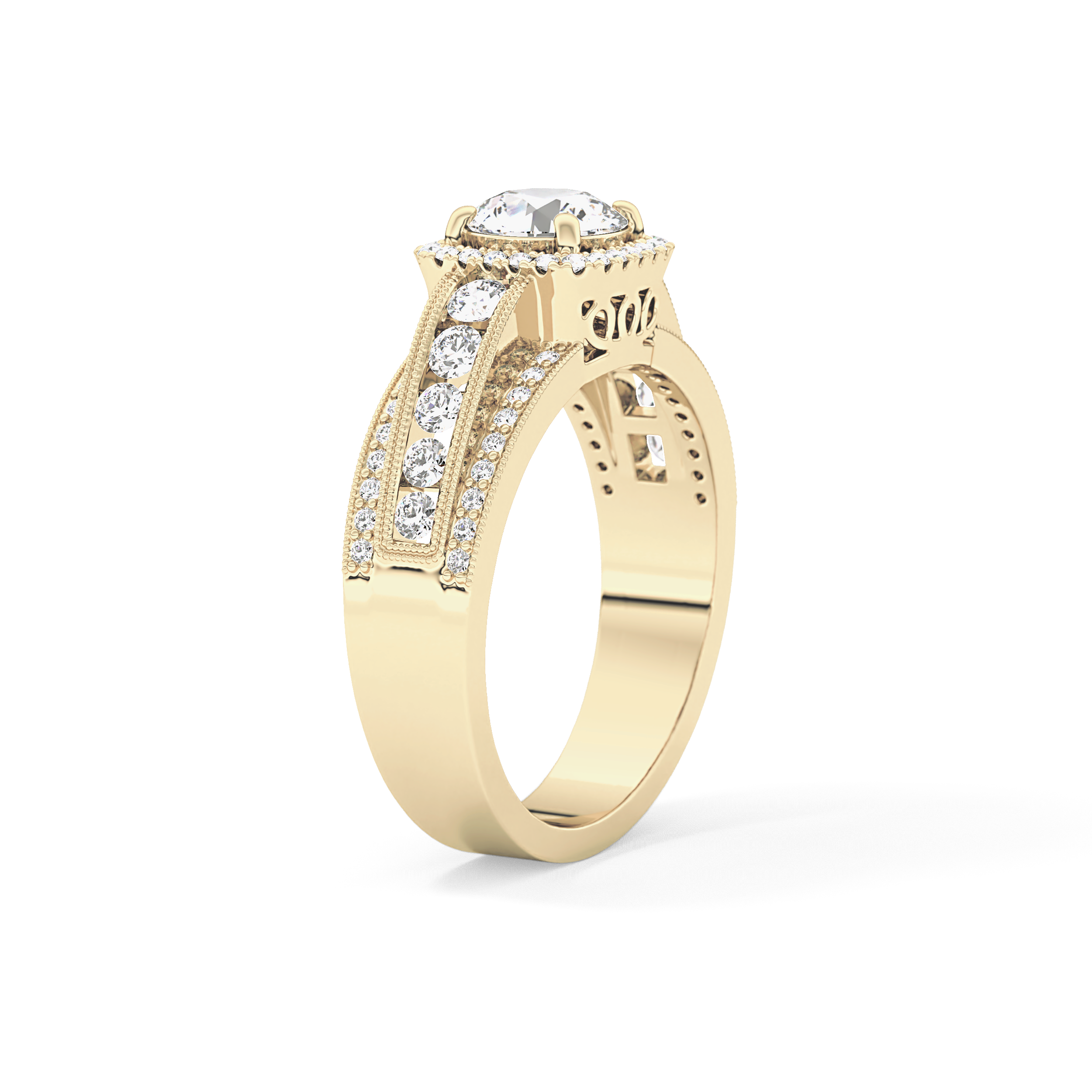 Round Halo & Triple Pave Lab Grown Diamond Engagement Ring