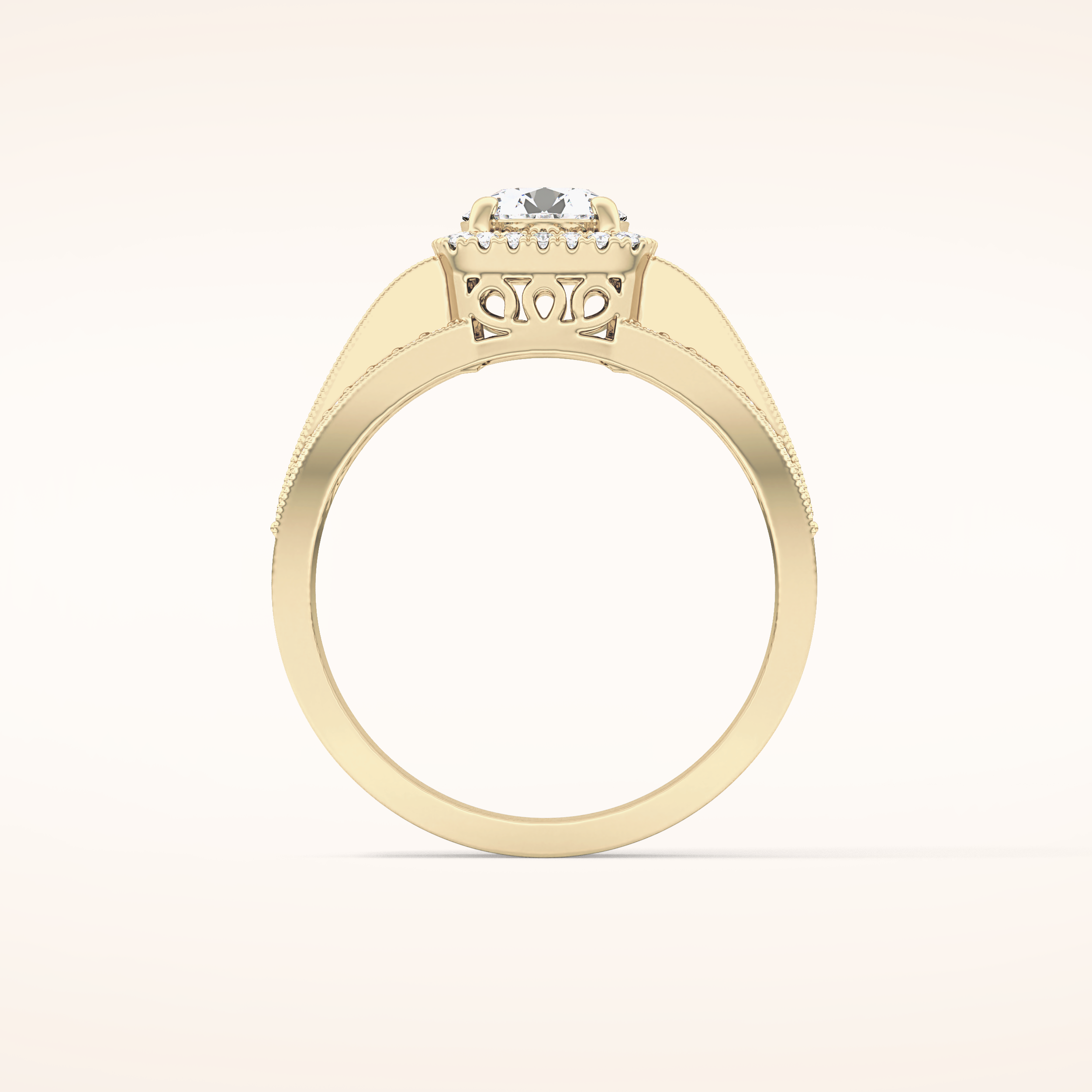 0.79 CT Round Shaped Halo & Triple Pave Moissanite Engagement Ring
