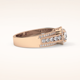 0.79 CT Round Shaped Halo & Triple Pave Moissanite Engagement Ring