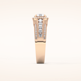 0.79 CT Round Shaped Halo & Triple Pave Moissanite Engagement Ring