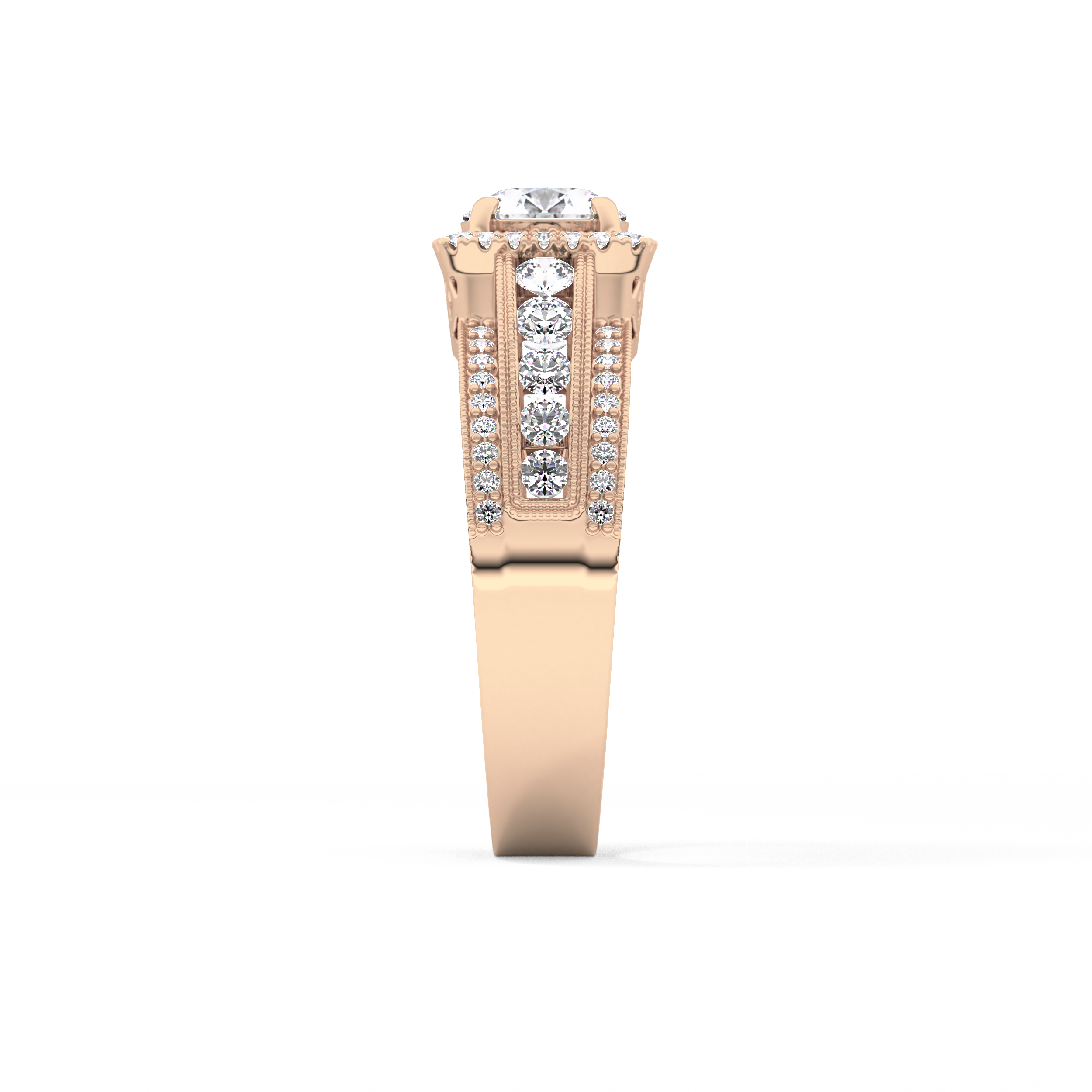 Round Halo & Triple Pave Lab Grown Diamond Engagement Ring