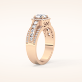 0.79 CT Round Shaped Halo & Triple Pave Moissanite Engagement Ring
