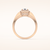 0.79 CT Round Shaped Halo & Triple Pave Moissanite Engagement Ring