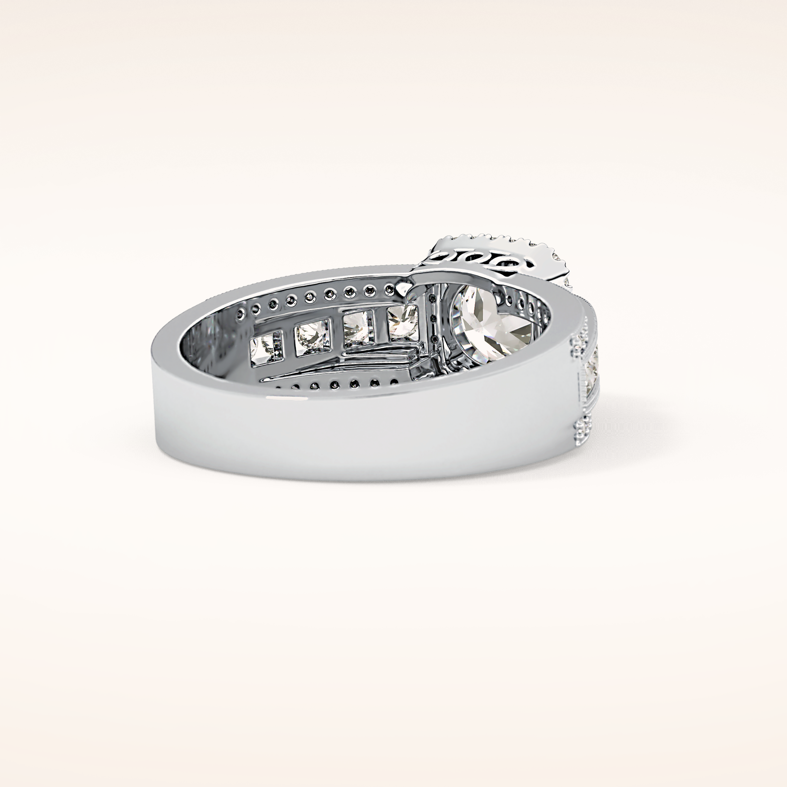 0.79 CT Round Shaped Halo & Triple Pave Moissanite Engagement Ring