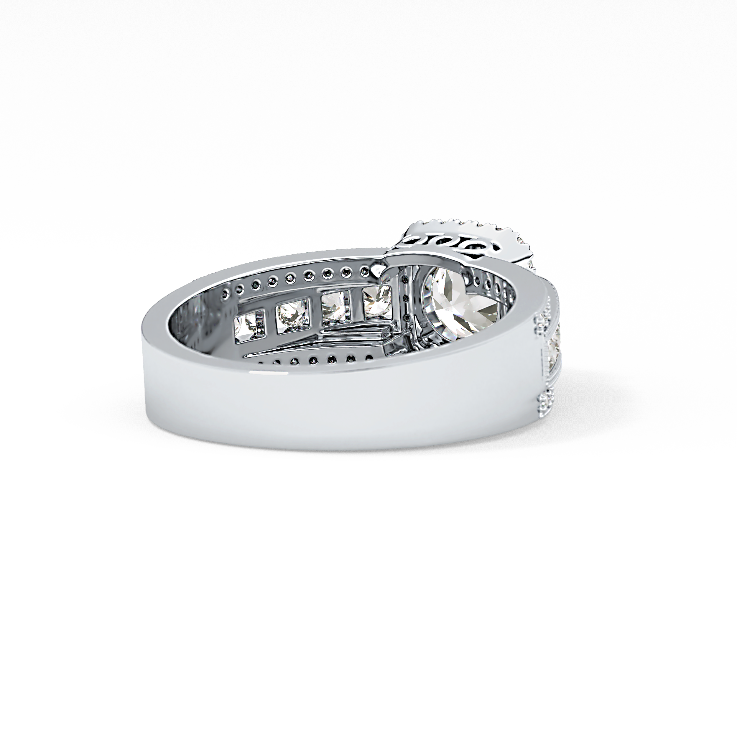 Round Halo & Triple Pave Lab Grown Diamond Engagement Ring