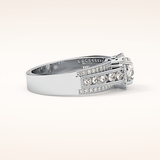 0.79 CT Round Shaped Halo & Triple Pave Moissanite Engagement Ring