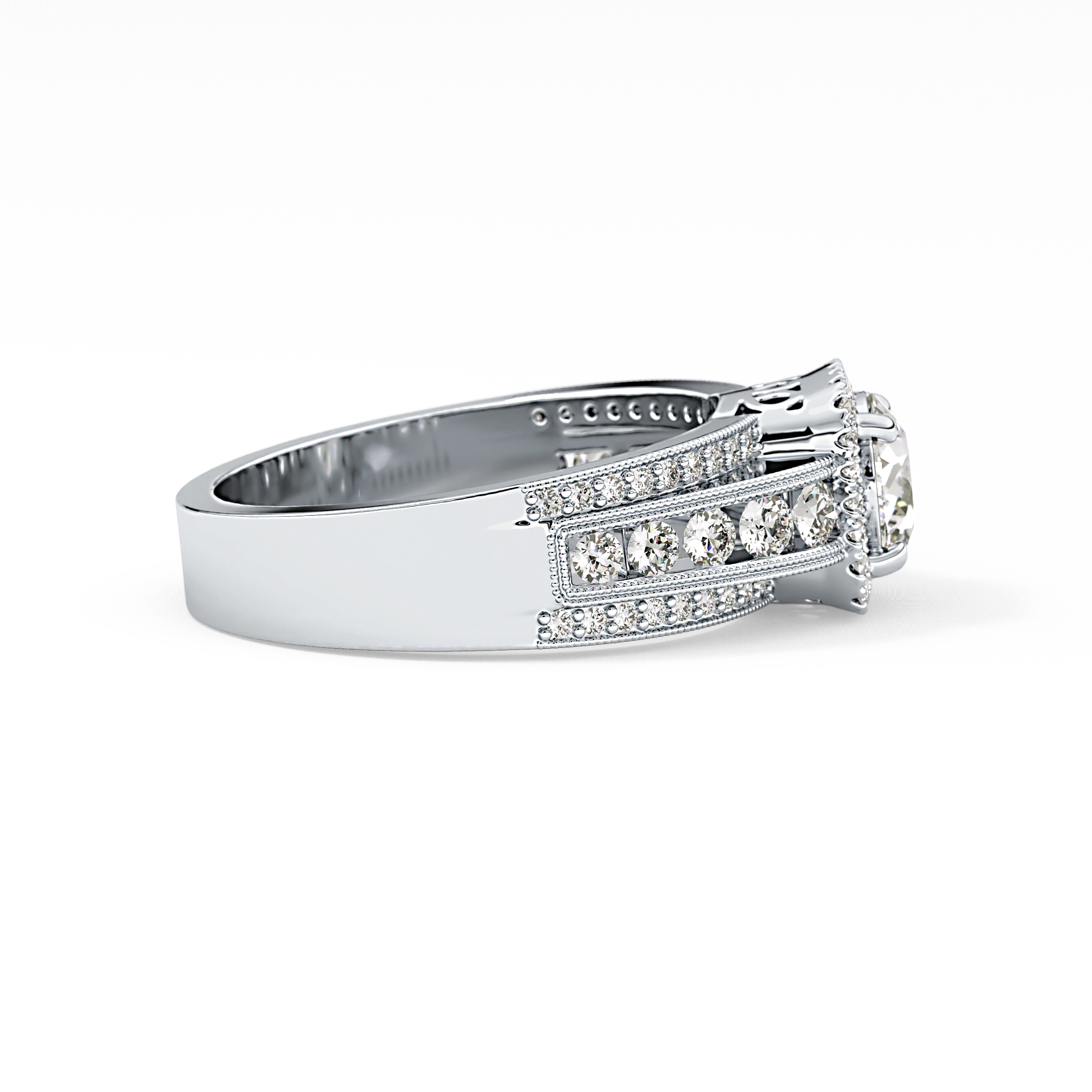 Round Halo & Triple Pave Lab Grown Diamond Engagement Ring