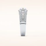 0.79 CT Round Shaped Halo & Triple Pave Moissanite Engagement Ring