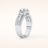0.79 CT Round Shaped Halo & Triple Pave Moissanite Engagement Ring