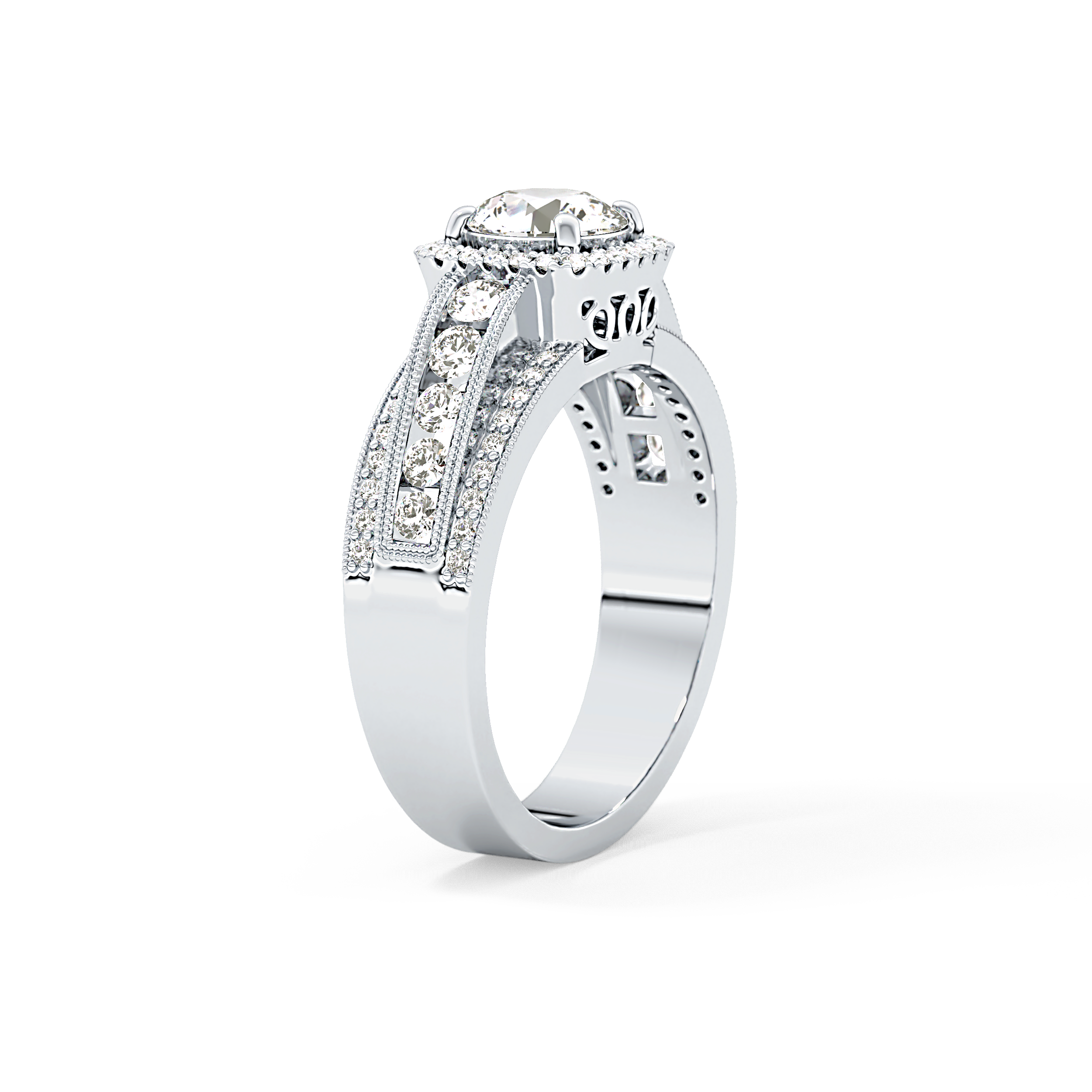 Round Halo & Triple Pave Lab Grown Diamond Engagement Ring